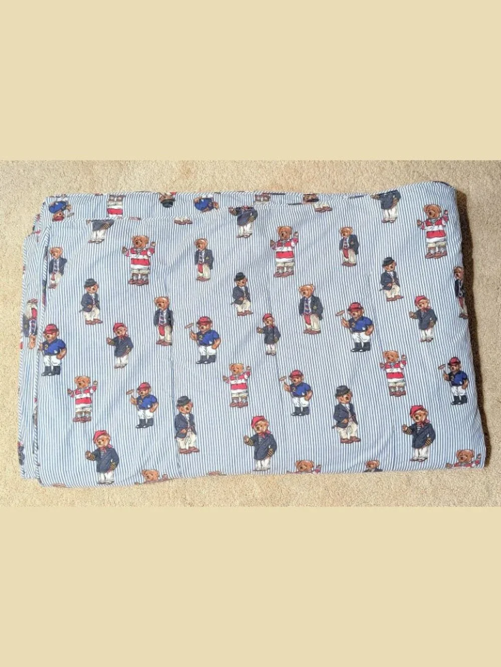 RARE VTG USA Ralph Lauren Polo Twin Comforter Teddy Bear All Over Print